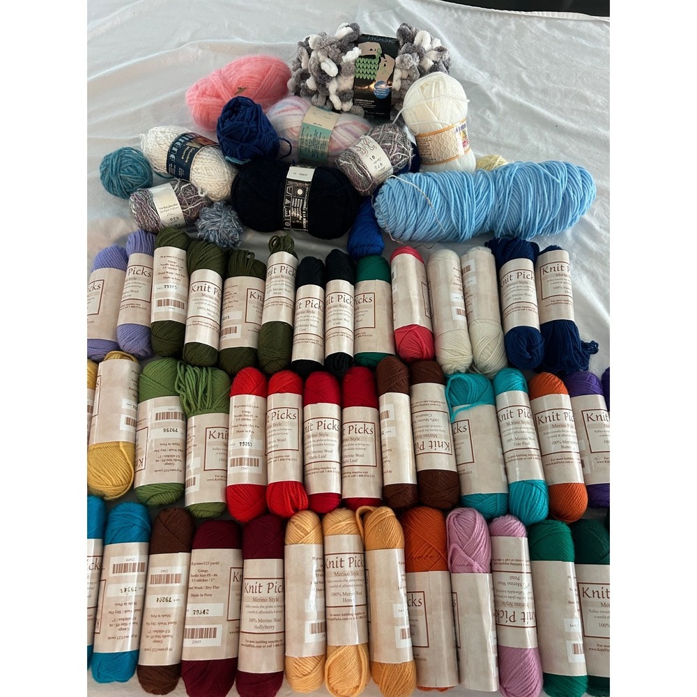 Knit Picks Merino Style Wool Yarn Huge Lot Patons Lion Brand Destash Multi
